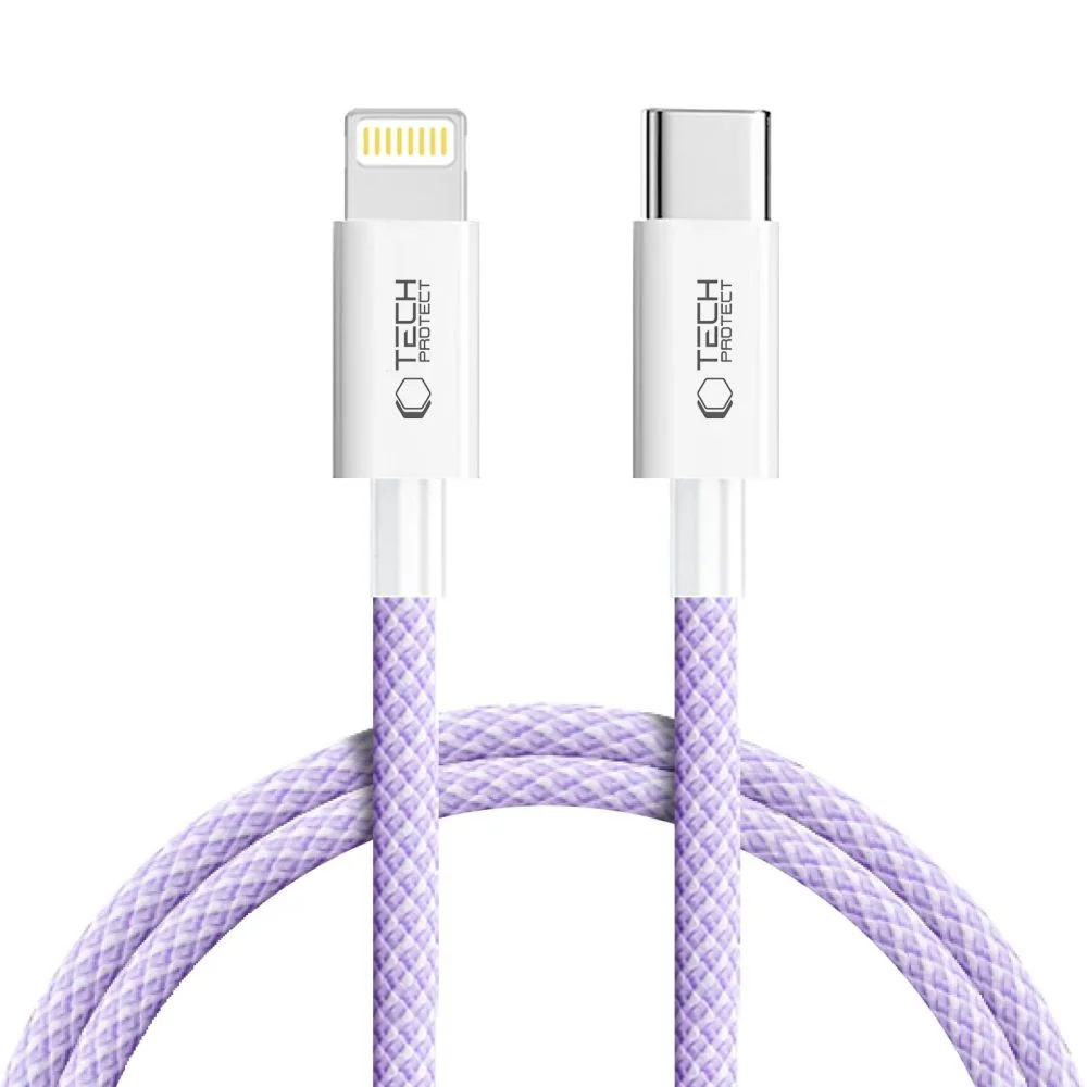 Tech-Protect Ultraboost Lite kábel USB-C / Lightning PD 27W / 3A 1m, fialový ialový