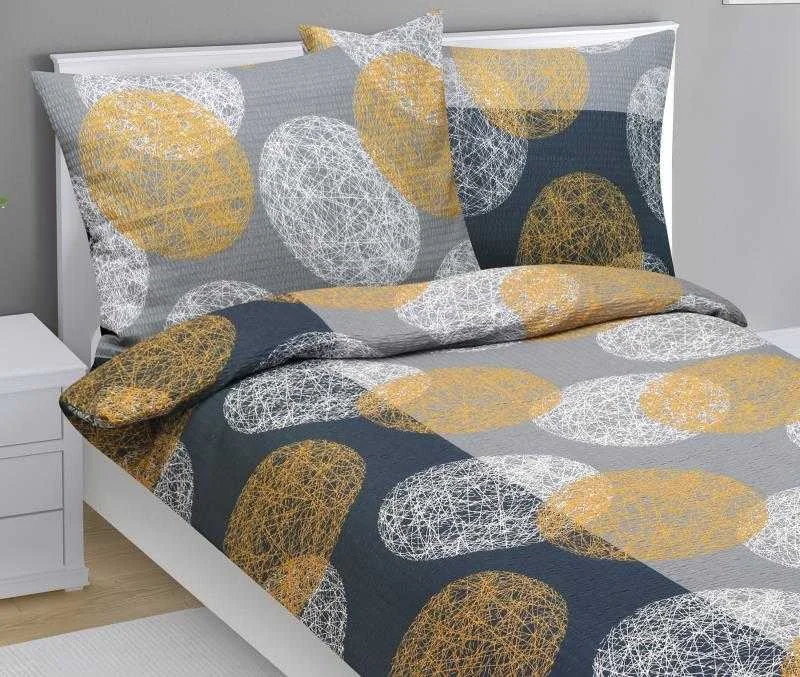 Obliečky krep 80/865 šedooranžové gule 140x220, 70x90 1×1 ks, obliečky