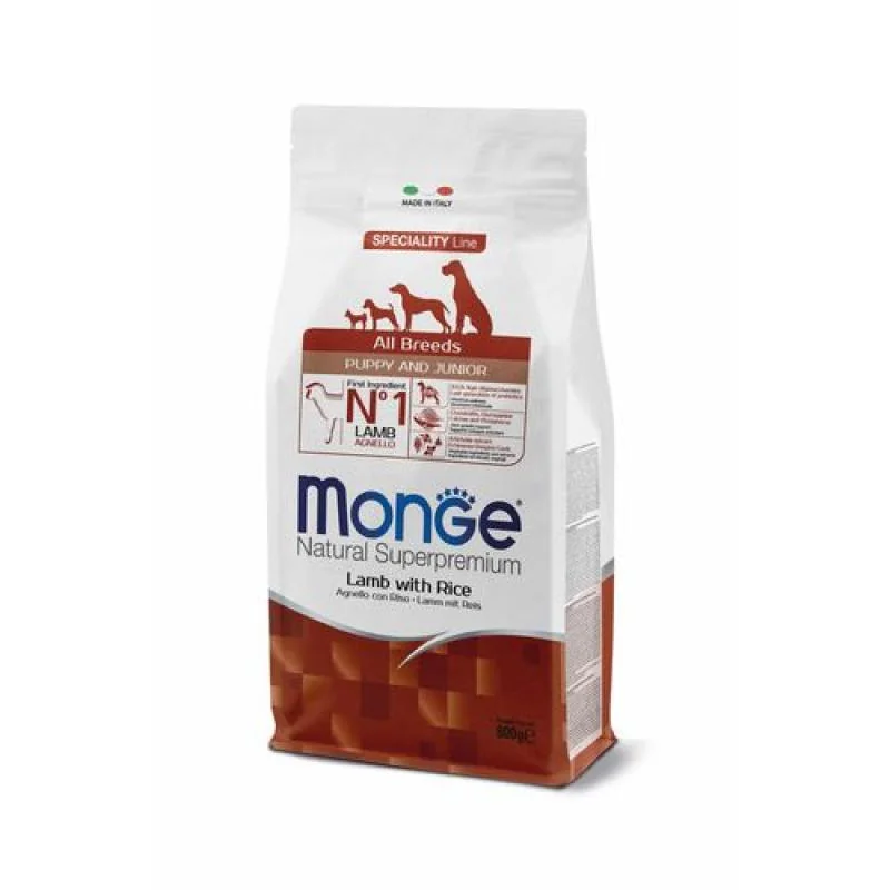 MONGE Natural Superpremium Puppy All Breed 800g kompletné krmivo jahňa/ryža pre šteňatá všetkých plemien