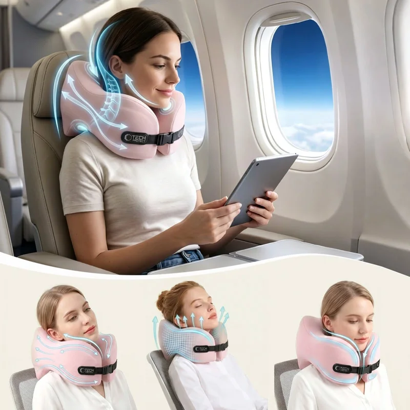 Tech-Protect ComfortRest cestovný vankúš, ružový