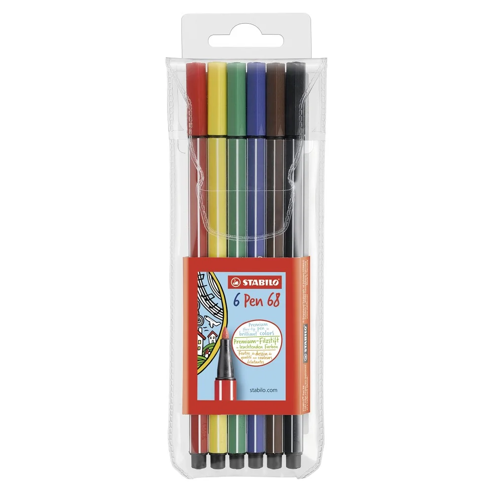 Prémiová vláknová fixka Pen 68, sada 6 farieb 6806/PL, 6 ks v sade