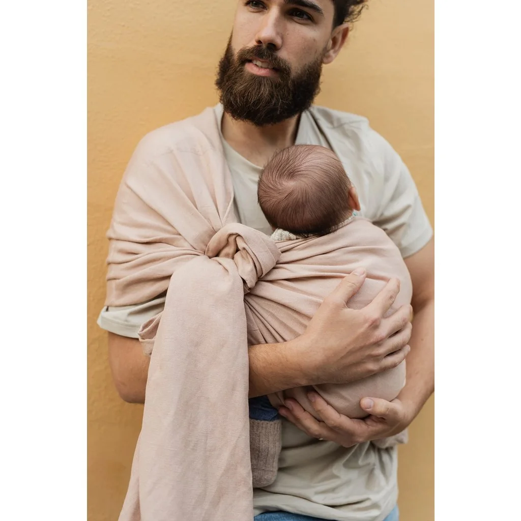 Boba Ring Sling krúžková šatka ľan/bambus, púdrovo ružová