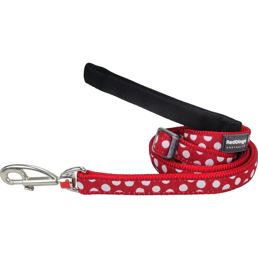 Nylonové vodítko Red dingo červené s bodkami, šírka: 20 mm