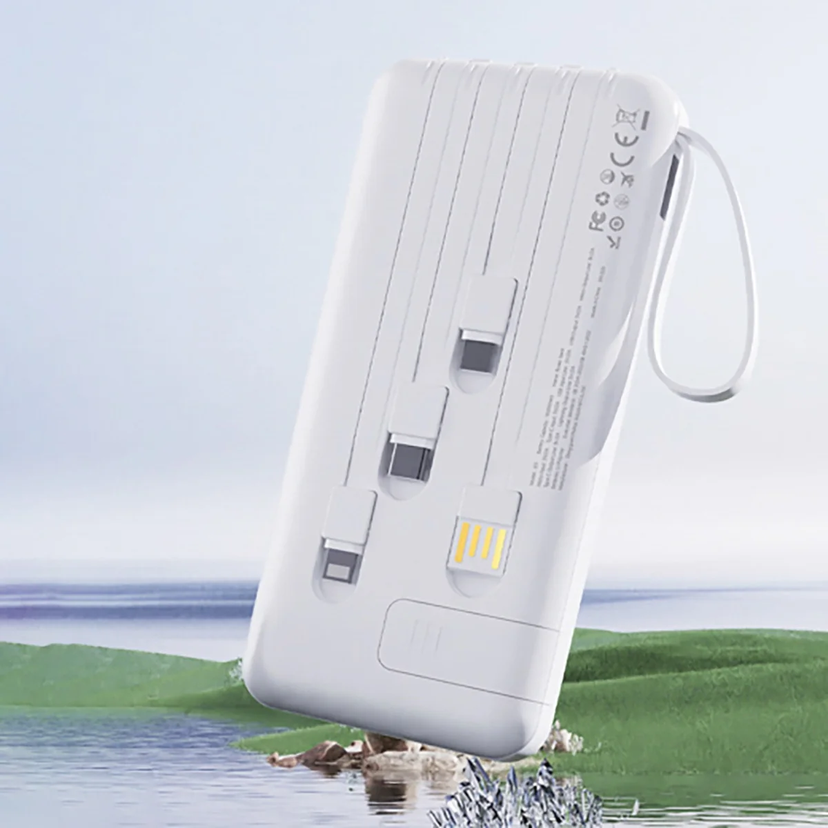 Dudao K11 Power Bank 10000mAh + kábel USB / USB-C / Lightning / Micro USB 10W, biely USB 10W, biely