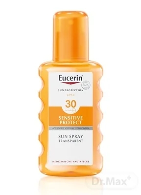 EUCERIN SUN Opaľovací sprej transparentný SPF 30 1×200 ml, transparentný sprej na opaľovanie