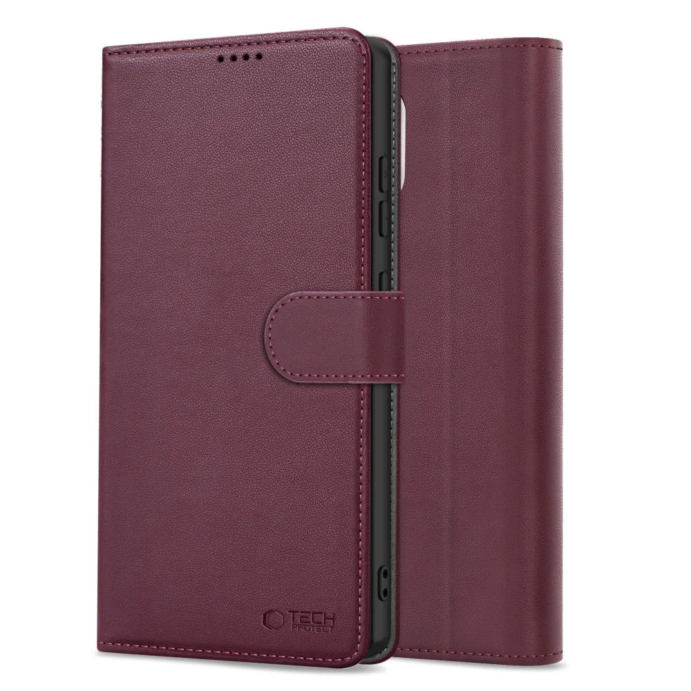 Tech-Protect Wallet knižkové puzdro na Samsung Galaxy S25, bordové