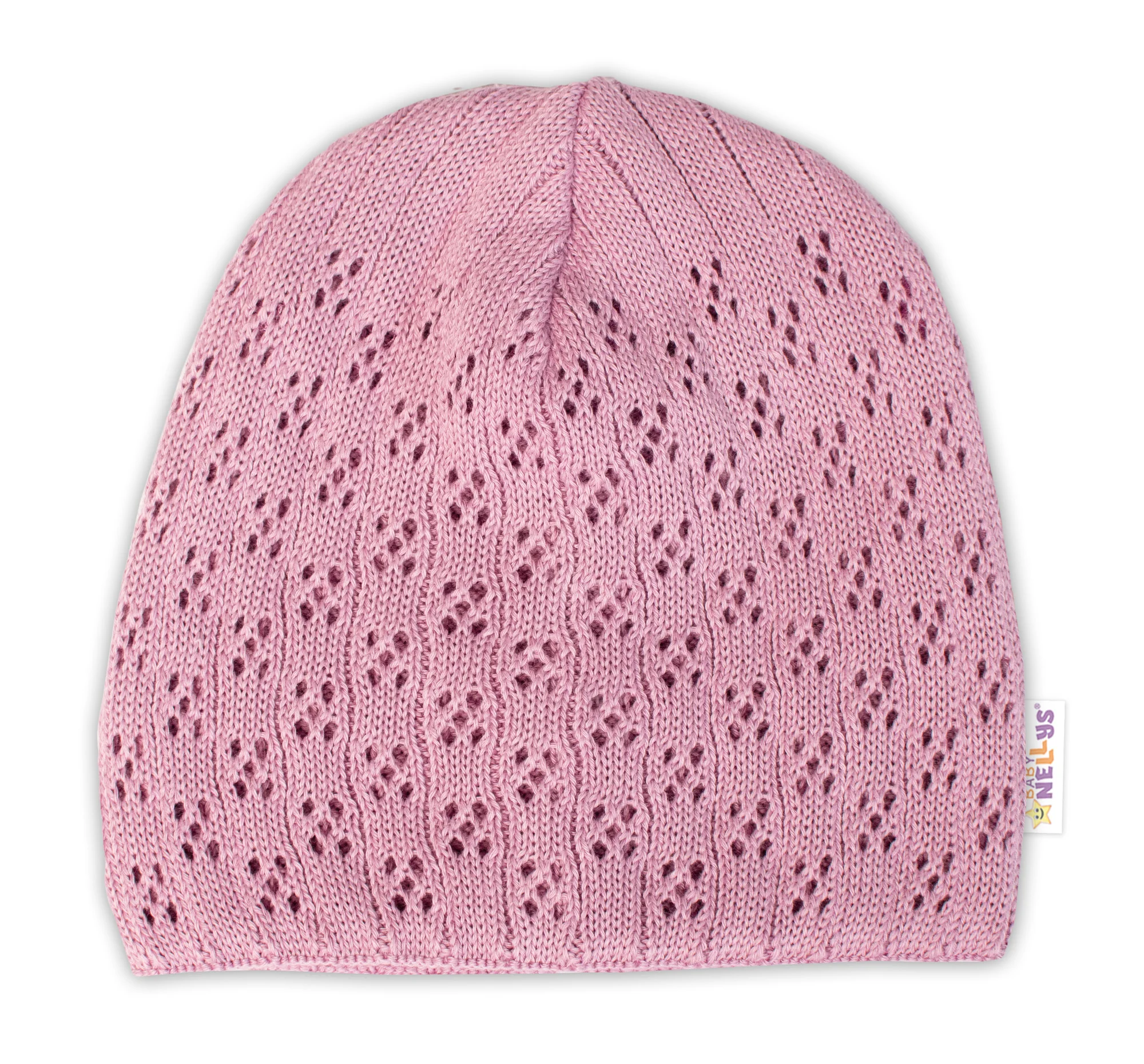 Dvojvrstvová ažúrková čiapka, bavlna, Baby Nellys - púdrová, veľ. 104/110