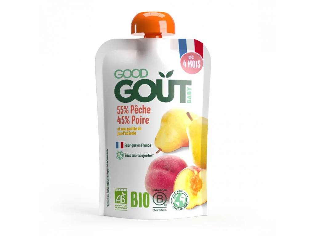 Good Gout BIO Broskyňa s hruškou 1×120 g, kapsa broskyňa s hruškou