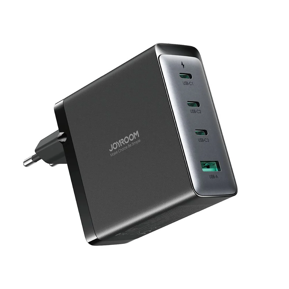 Joyroom Gan Ultra sieťová nabíjačka USB / 3x USB-C 140W + kábel USB-C, čierna čierna