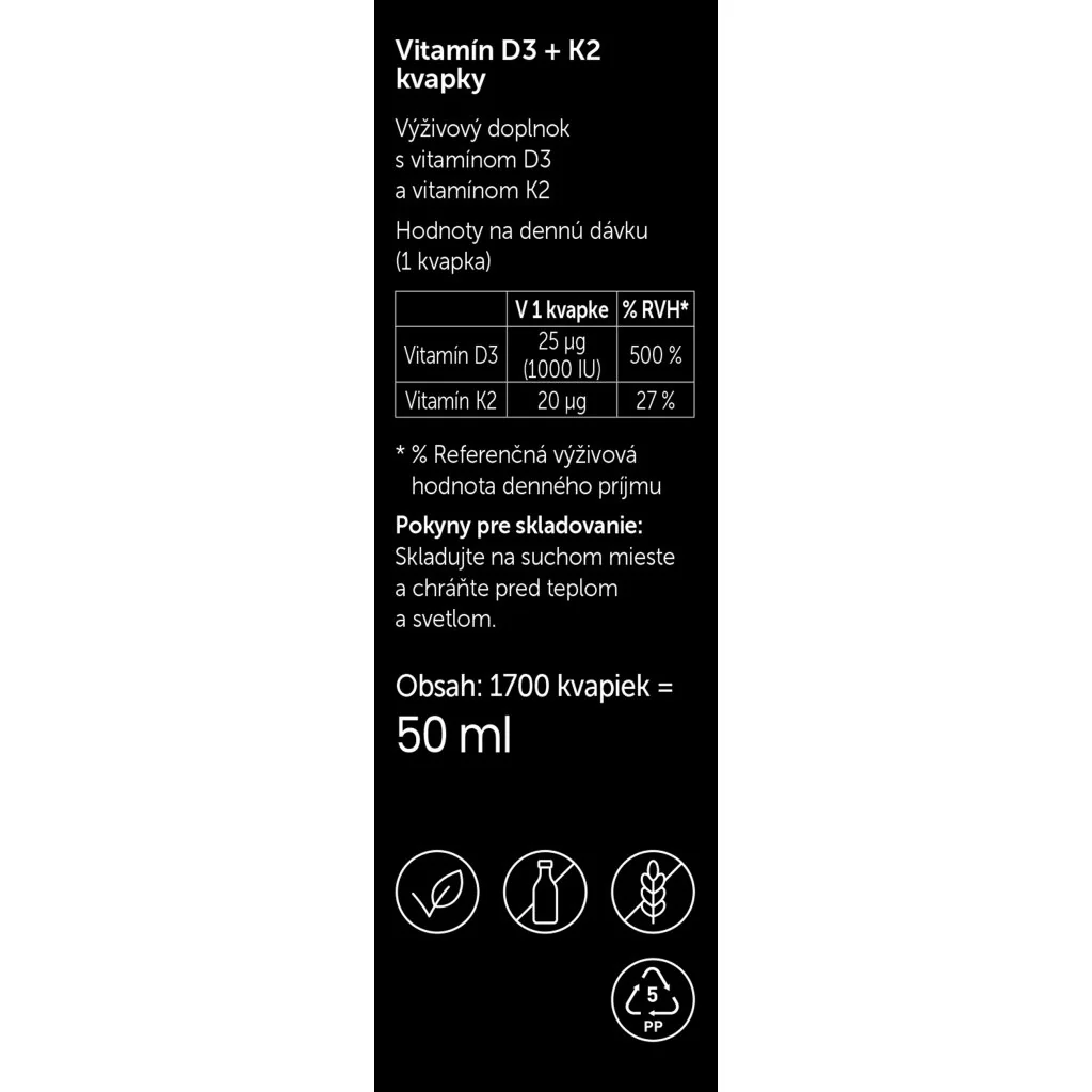 Silwer D3 + K2 kvapky 850 dávok. Kosti, zuby, srdce, imunita.