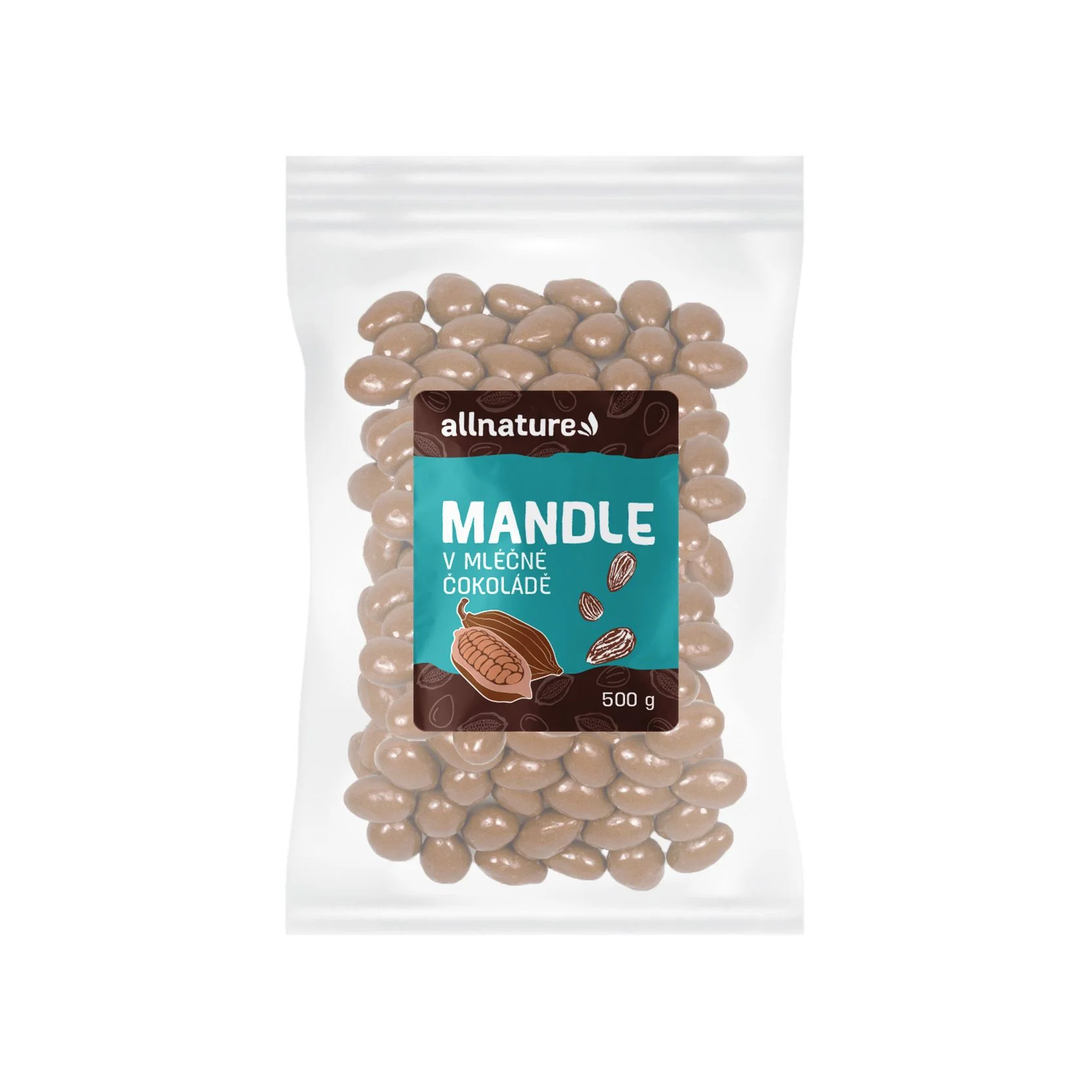 Allnature Mandle V mliečnej Čokoláde 500g 1×500 g, mandle v mliečnej čokoláde