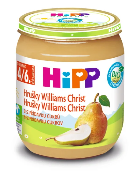 HiPP Príkrm ovocný Hrušky Wiliams-Christ 1×125 g, ovocná desiata pre deti