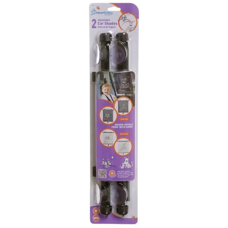Dreambaby Roletka do auta obojstranná s UV filtrom Zebra a Tiger, 2 ks