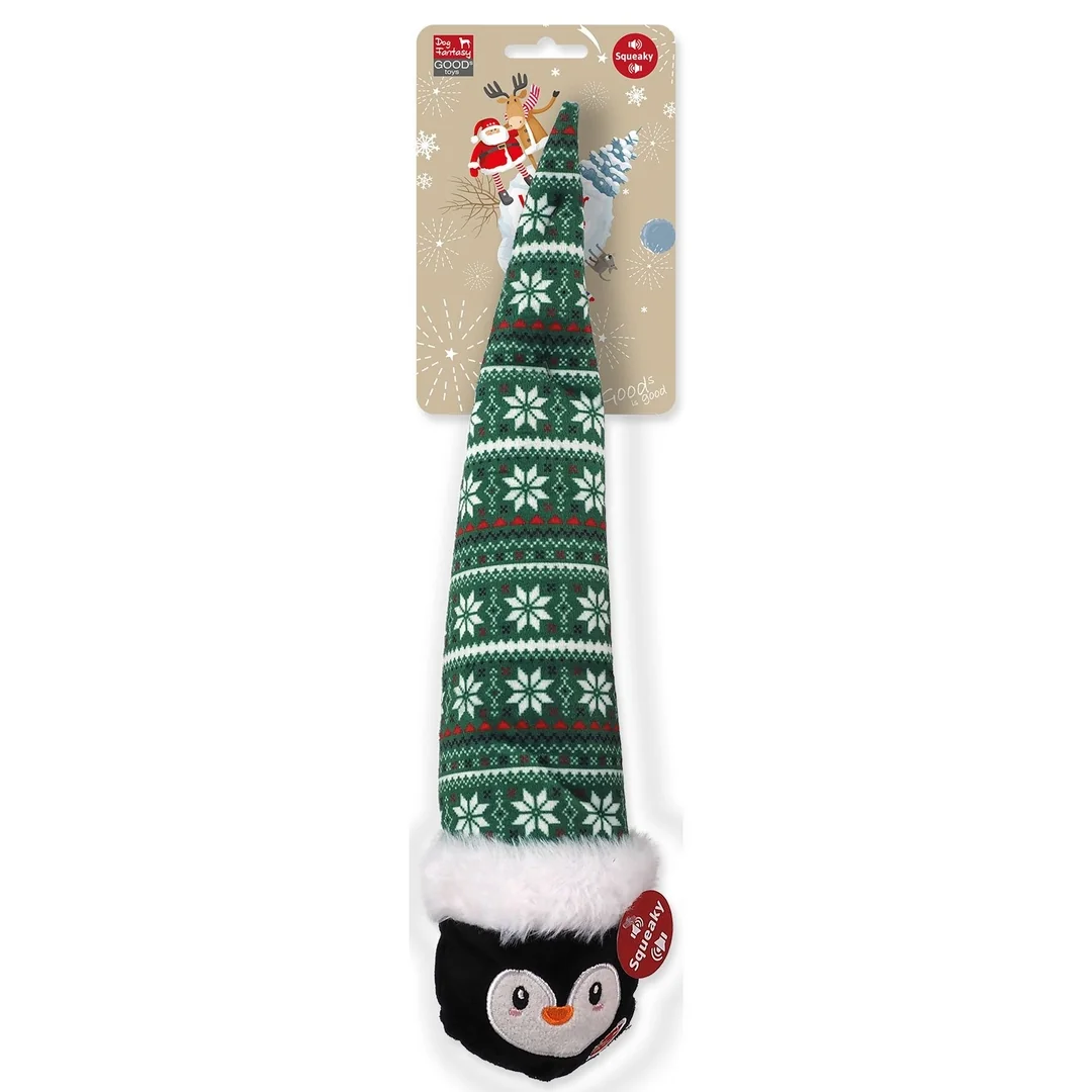 Hračka Dog Fantasy Winter Tale guľa s čapicou pískacia, zelená 38cm