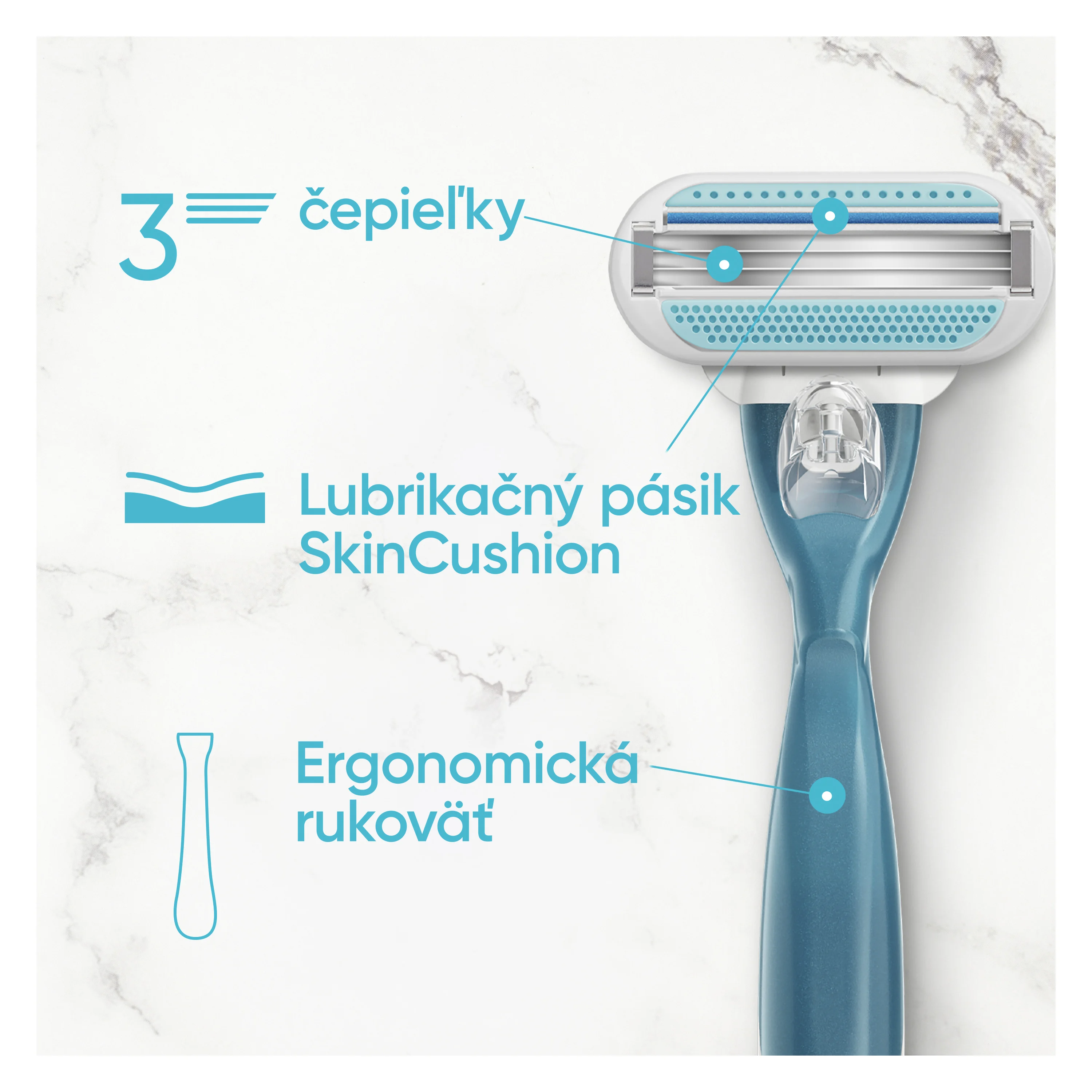 Gillette Venus Smooth náhradné holiace hlavice +4 náhradné holiace hlavice 1 set