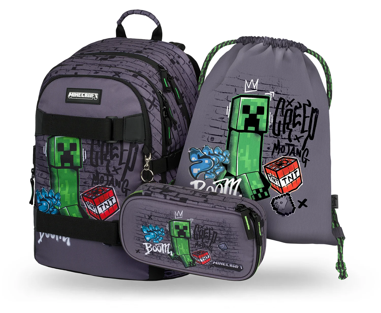 Baagl Školský set Skate Minecraft TNT – batoh, peračník etue a vrecko na obuv