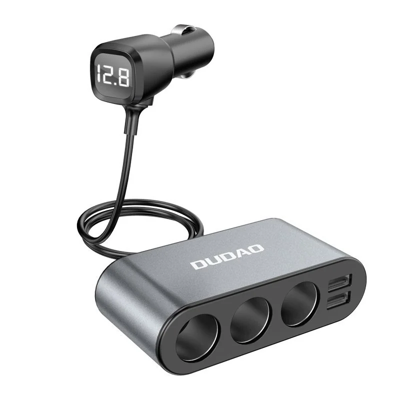 Dudao R1Pro autonabíjačka 2x USB / 3x Splitter, čierna