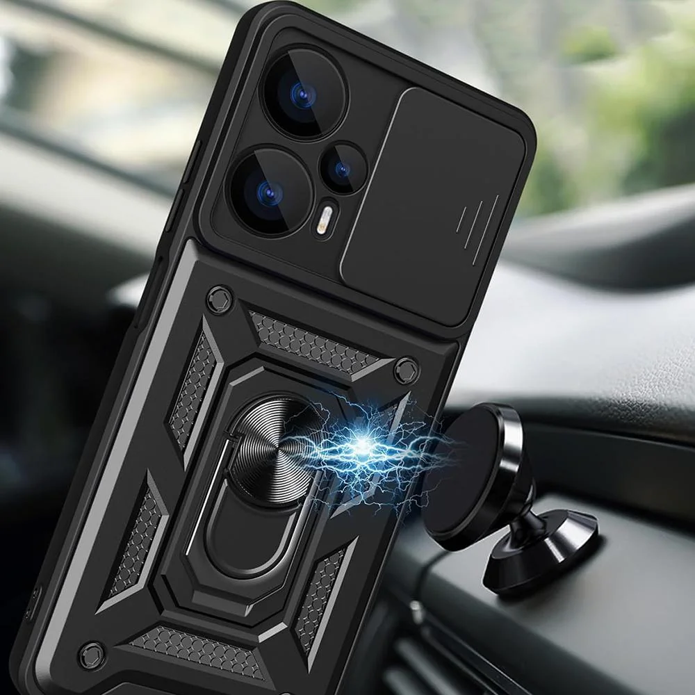Ochranný obal pre Realme GT 6/GT 6T Nerezový stojan, magnetická podpora