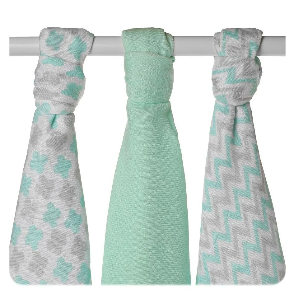 XKKO BMB Bambusová plienka Scandinavian Baby Mint, 70x70, MIX 3ks 