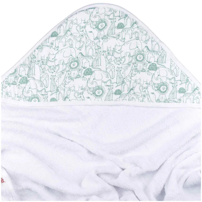 XKKO BMB bambusová froté osuška s kapucňou 90x90 Safari W/Granite Green