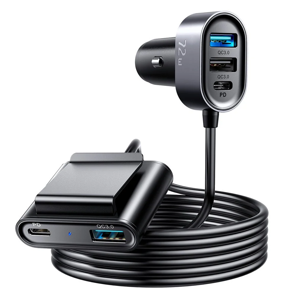 Joyroom JR-CL05 autonabíjačka 3x USB QC3.0 / 2x USB-C PD 75W 1.5m, čierna rna