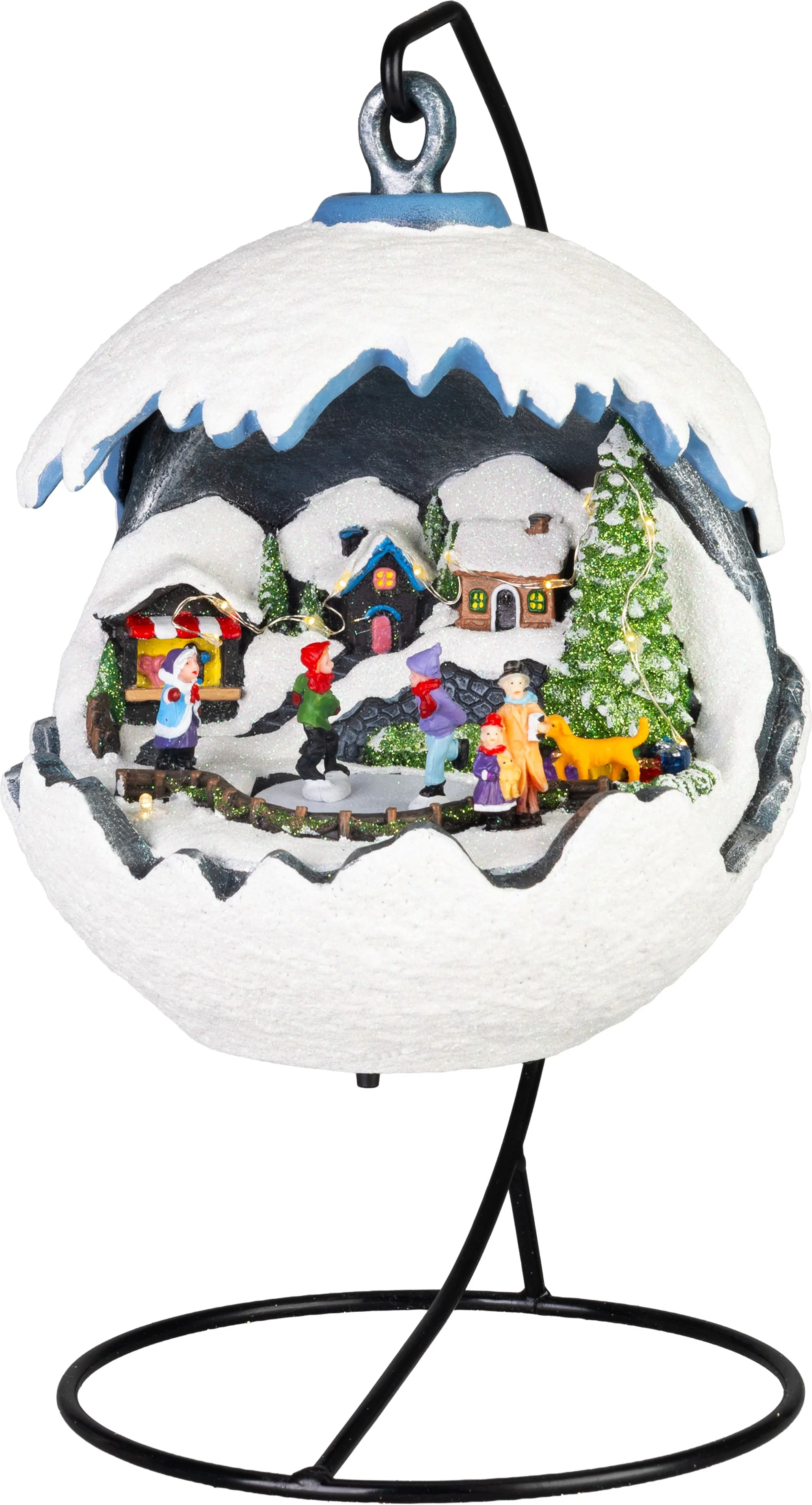 MagicHome vianočná LED zasnežená krajinka, 1 ks 3 LED teplá biela, 3xAA, 18,5x18,5x22 cm