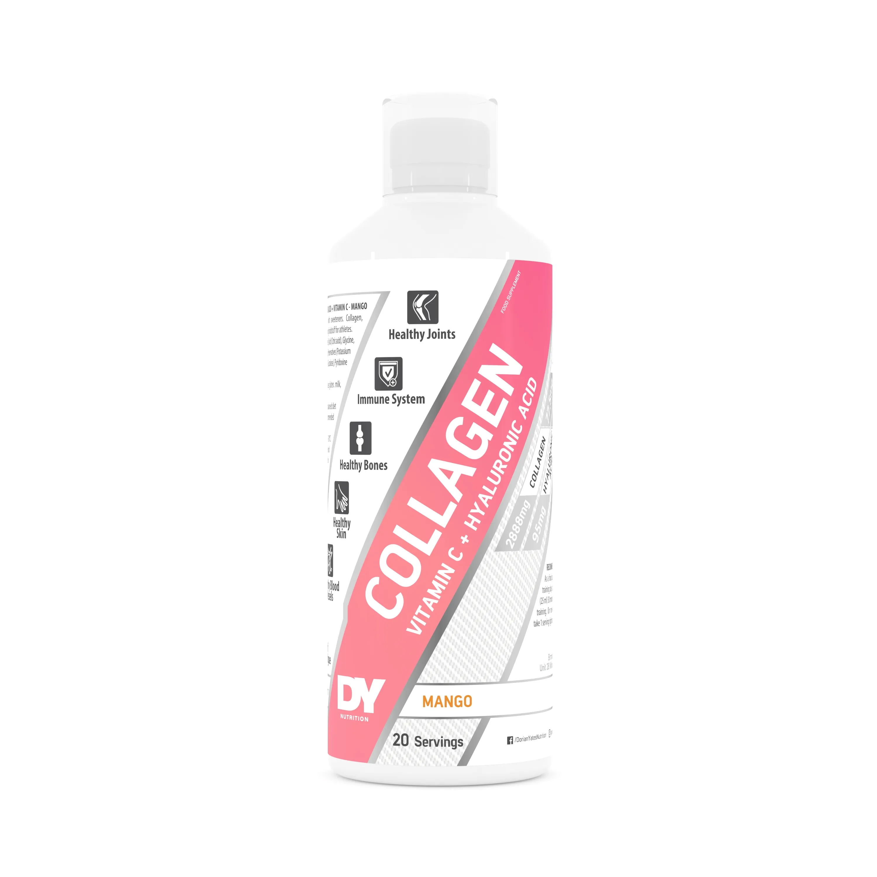 DY Nutrition DY - Collagen + VitaminC + Hyaluronic Acid mango 1×500 ml, doplnok výživy pre športovcov