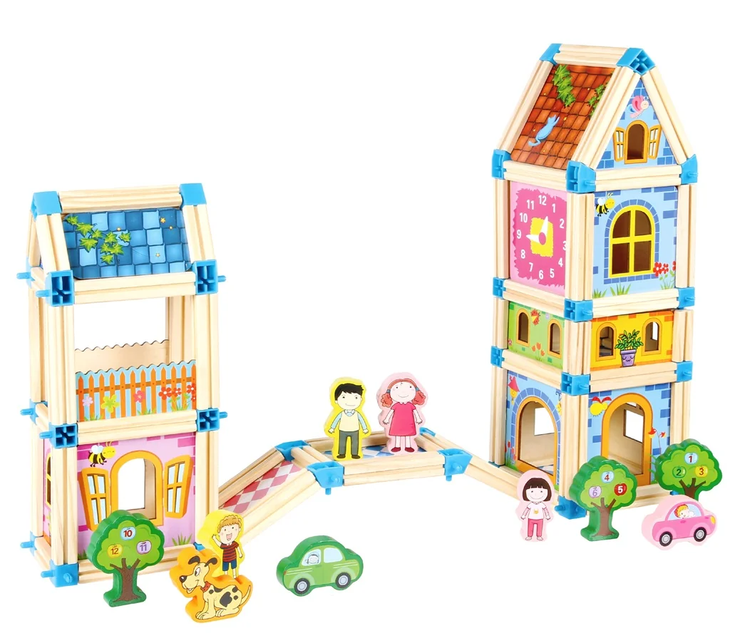 2Kids Toys Drevená stavebnica Zámok farebný