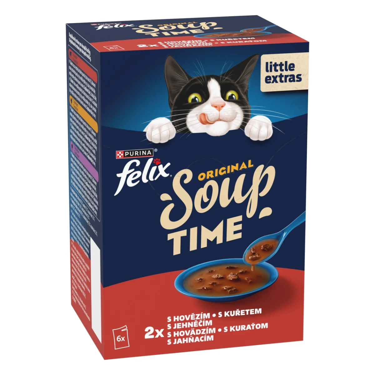 Felix Soup polievky pre mačky hovädzie, kura, jahňacie 6×48 g 6×48 g, polievky pre mačky