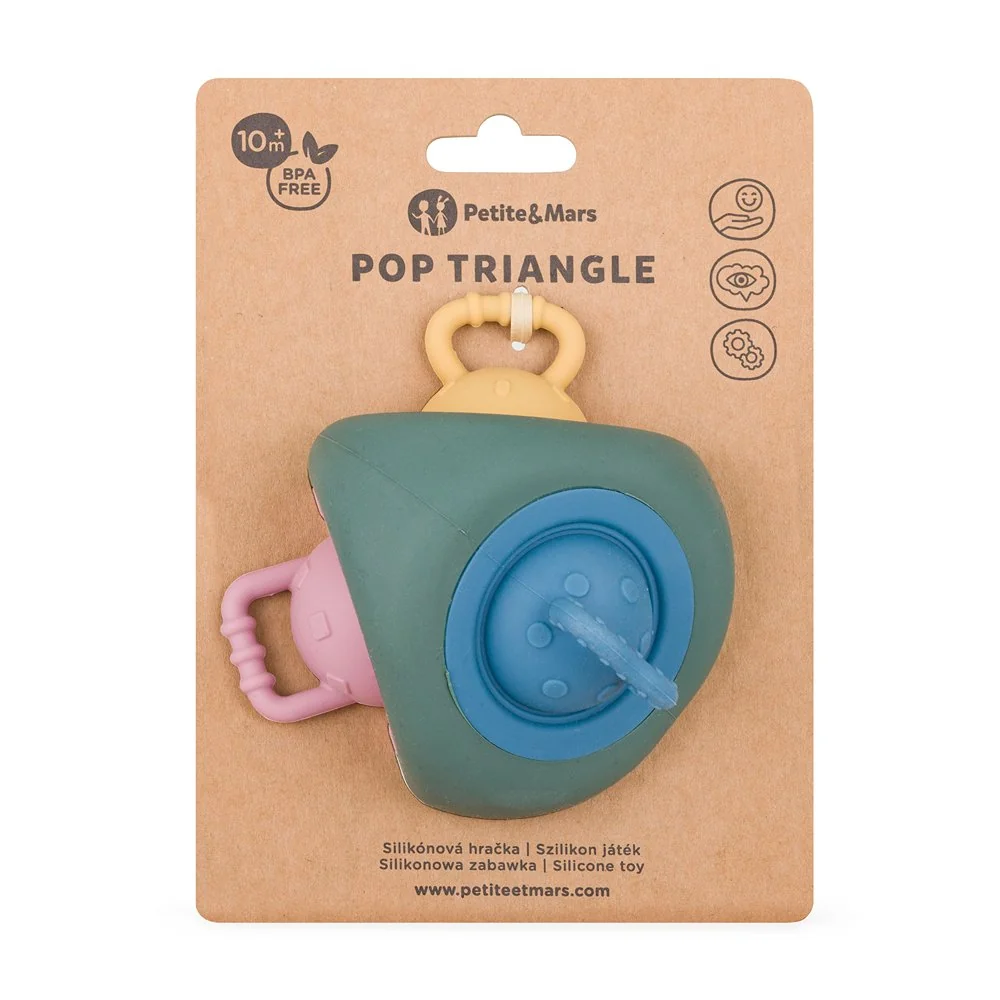 Hračka silikónová Pop Up Triangle Misty Green 10m+