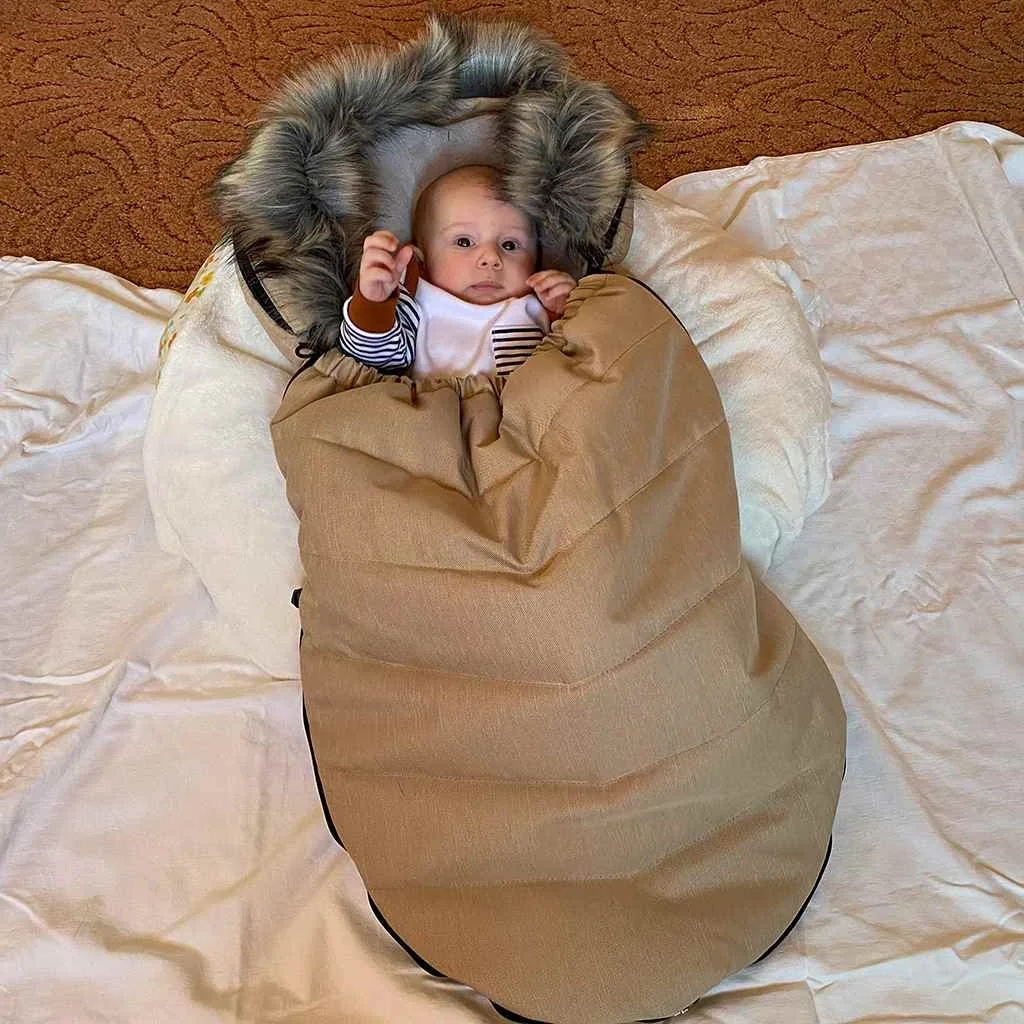 Detsky fusak NEW BABY s kožušinou bežový , 20C40298