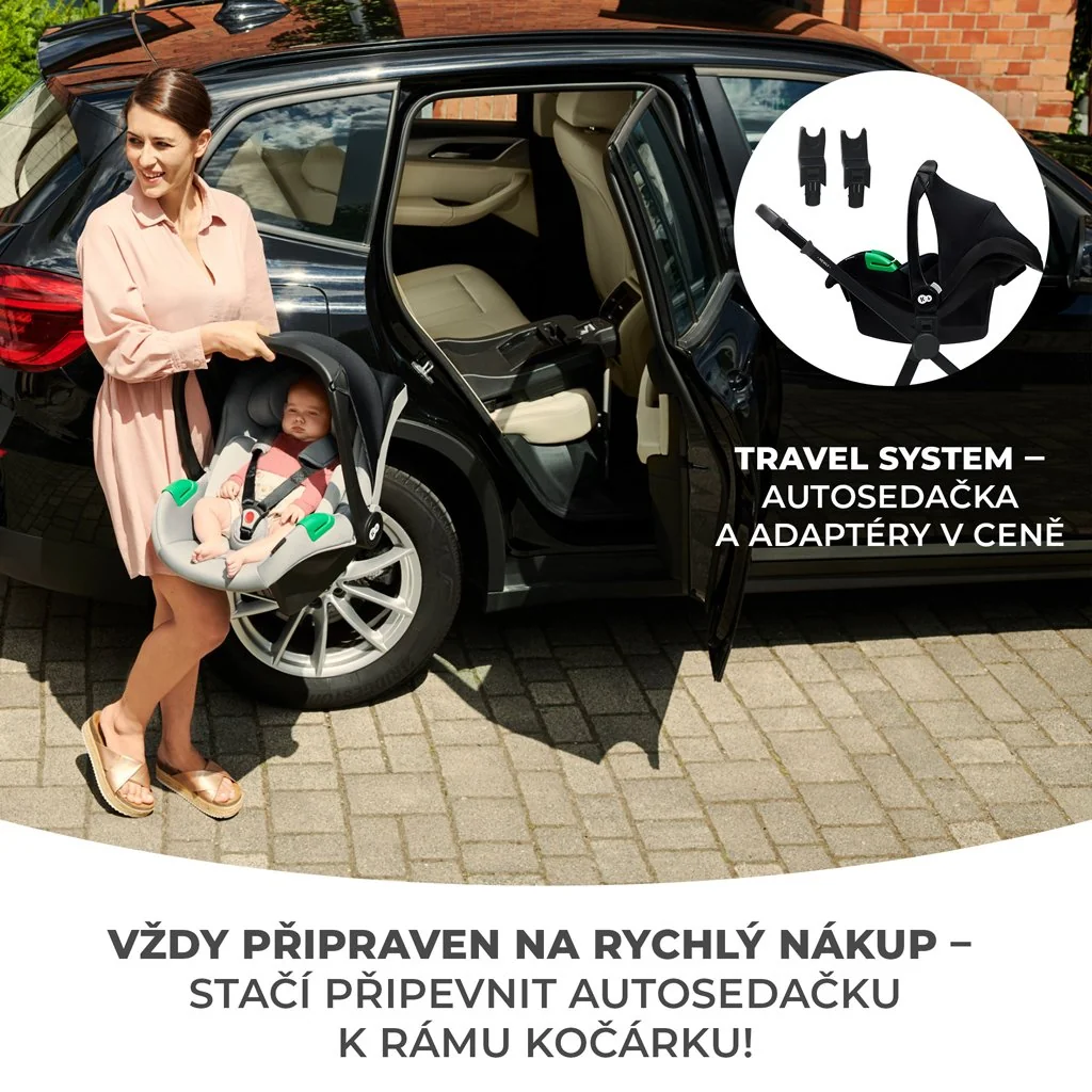 Kočík kombinovaný 4v1 Newly Classic Black + Mink PRO