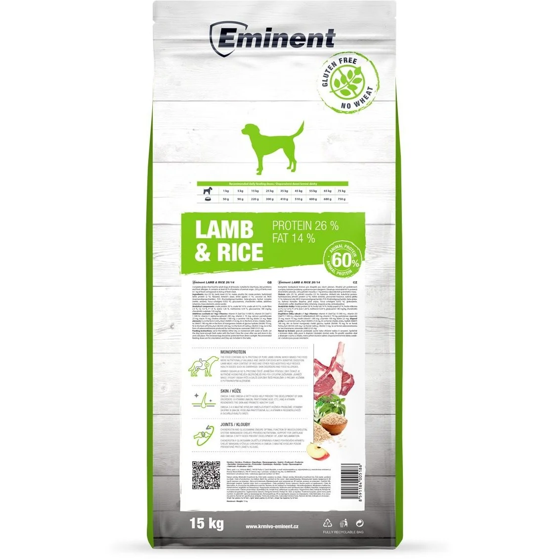 Prémiové krmivo Eminent Lamb and Rice 15 kg