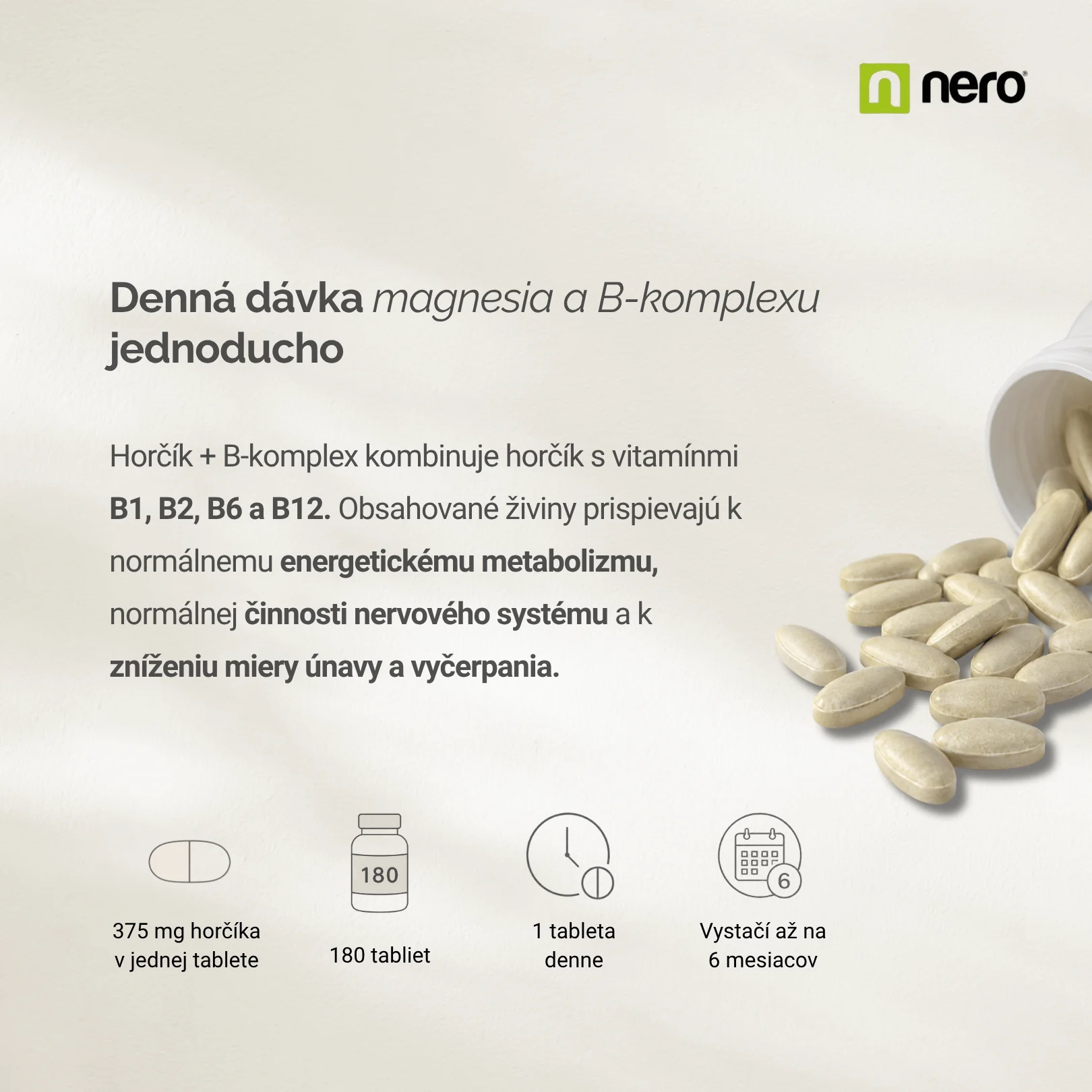 NERO Magnesium + B-Komplex 180 tabliet