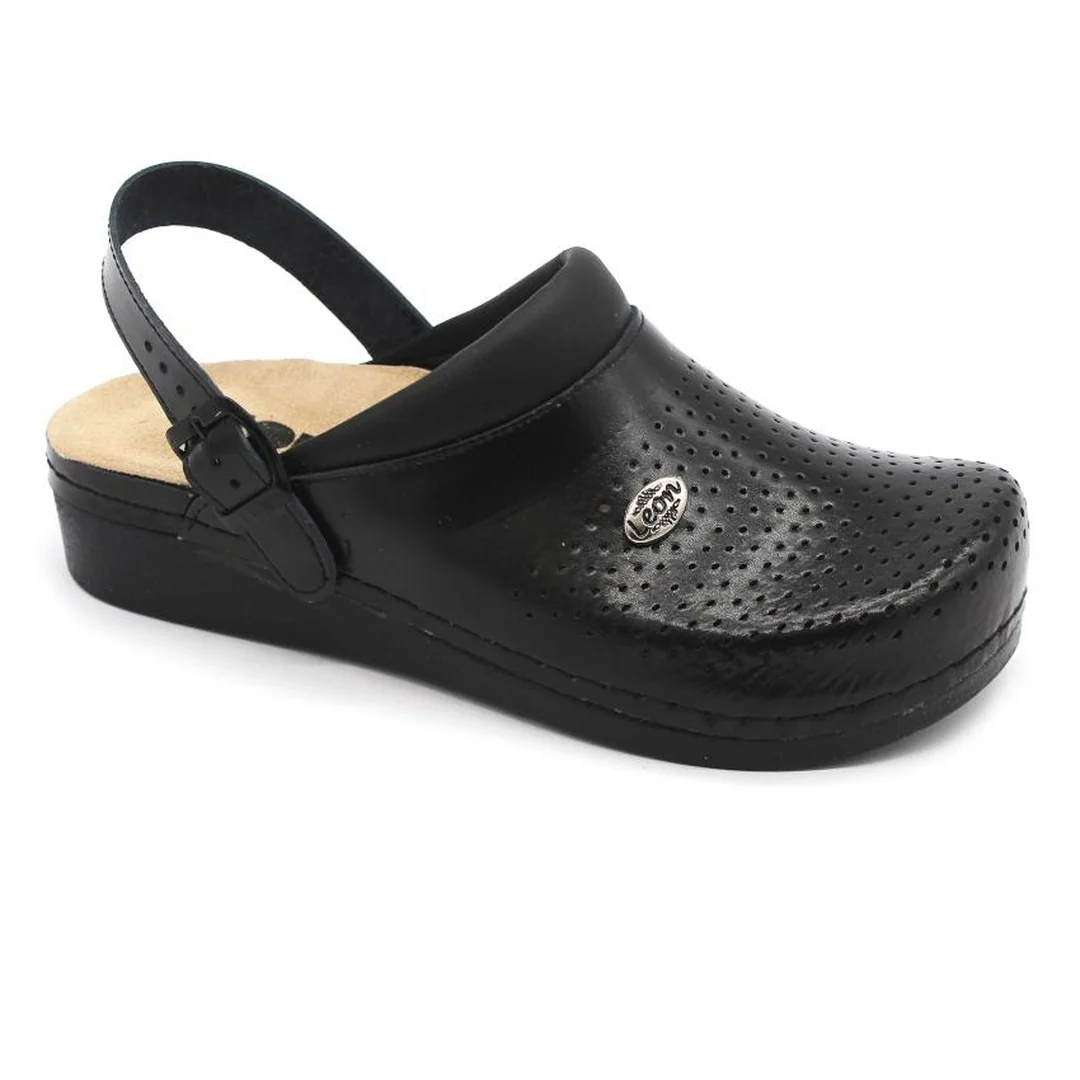 Leon 5002 Dámska antistres pracovná zdravotná kožená obuv 38 - 24,5cm, perla, 3,5 cm