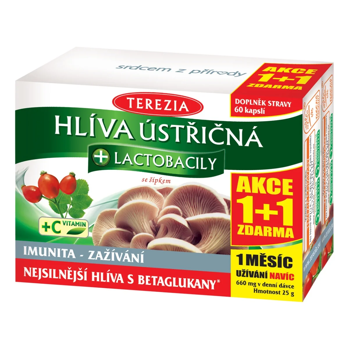TEREZIA HLIVA USTRICOVITÁ + LAKTOBACILY 2×60 cps, výživový doplnok