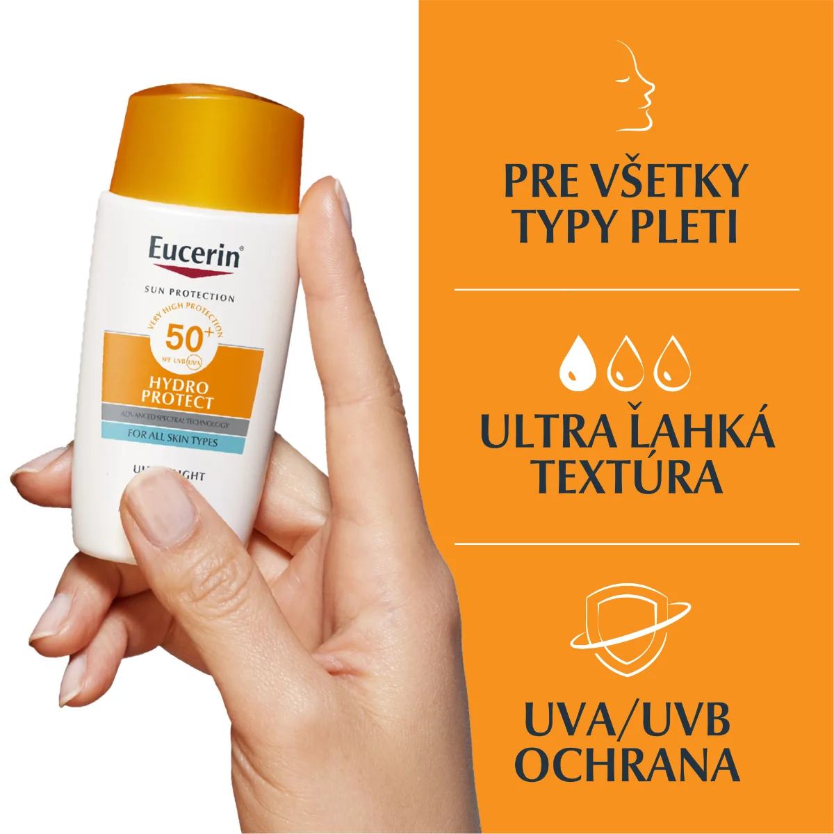 Eucerin SUN Ultra ľahký fluid na tvár HYDRO PROTECT SPF 50+ 1×50 ml, ochranná emulzia