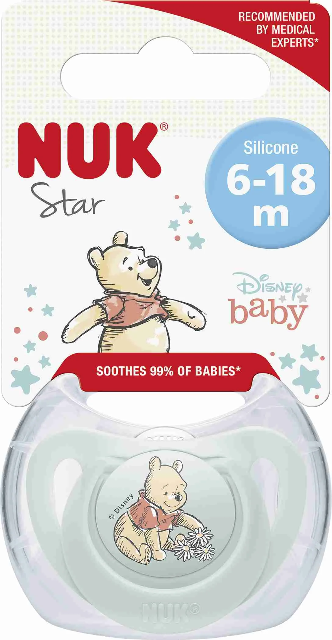 NUK Cumlík Star DISNEY Macko Pú 6-18m. box 1×1ks, cumlík, 6-18m