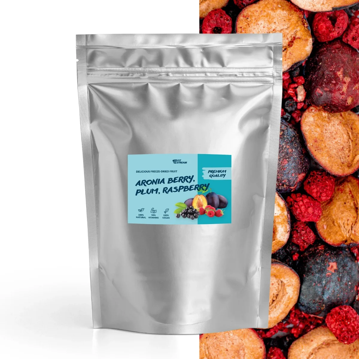 FitStream lyofilizované ovocie - Arónia, slivka a malina 400 g 1×400 g, lyofilizované ovocie