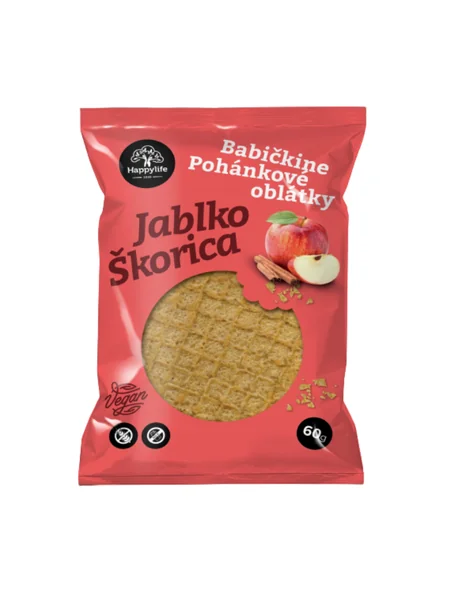 HAPPYLIFE Babičkine pohánkové oblátky jablko - škorica 60 g