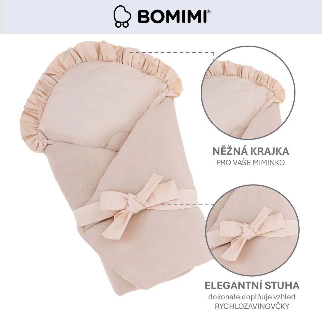 Bomimi Mušelínová zavinovačka s mašľou Blossom 76×76 cm