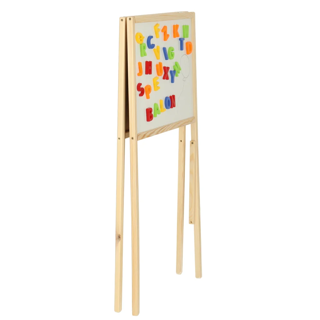 Dvojstranná tabuľa pre deti – kriedová a magnetická, 84 × 43 × 50 cm