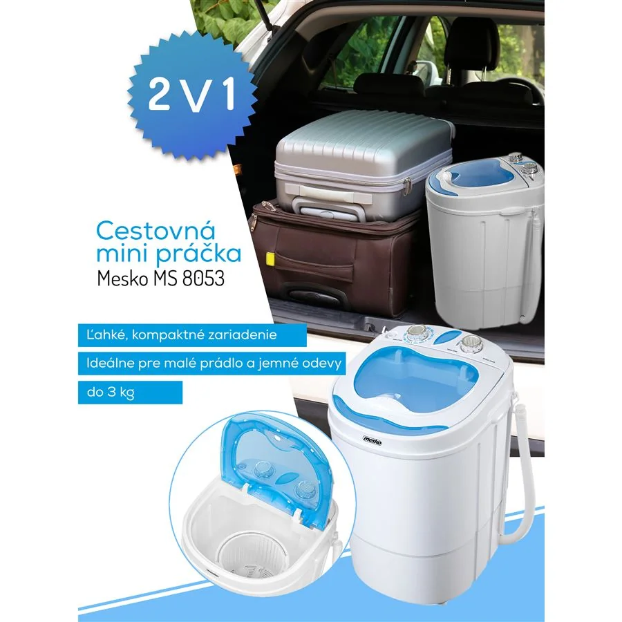 Cestovná mini práčka Mesko MS 8053