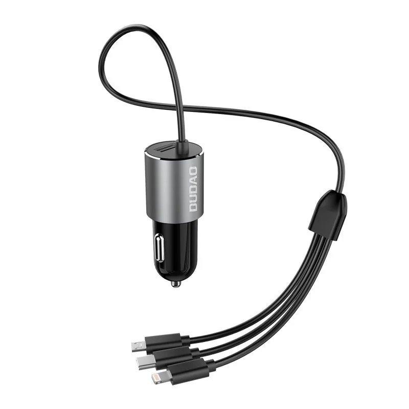 Dudao R5Pro autonabíjačka + kábel Lightning / USB-C / Micro USB 3.4A, čierna čierna