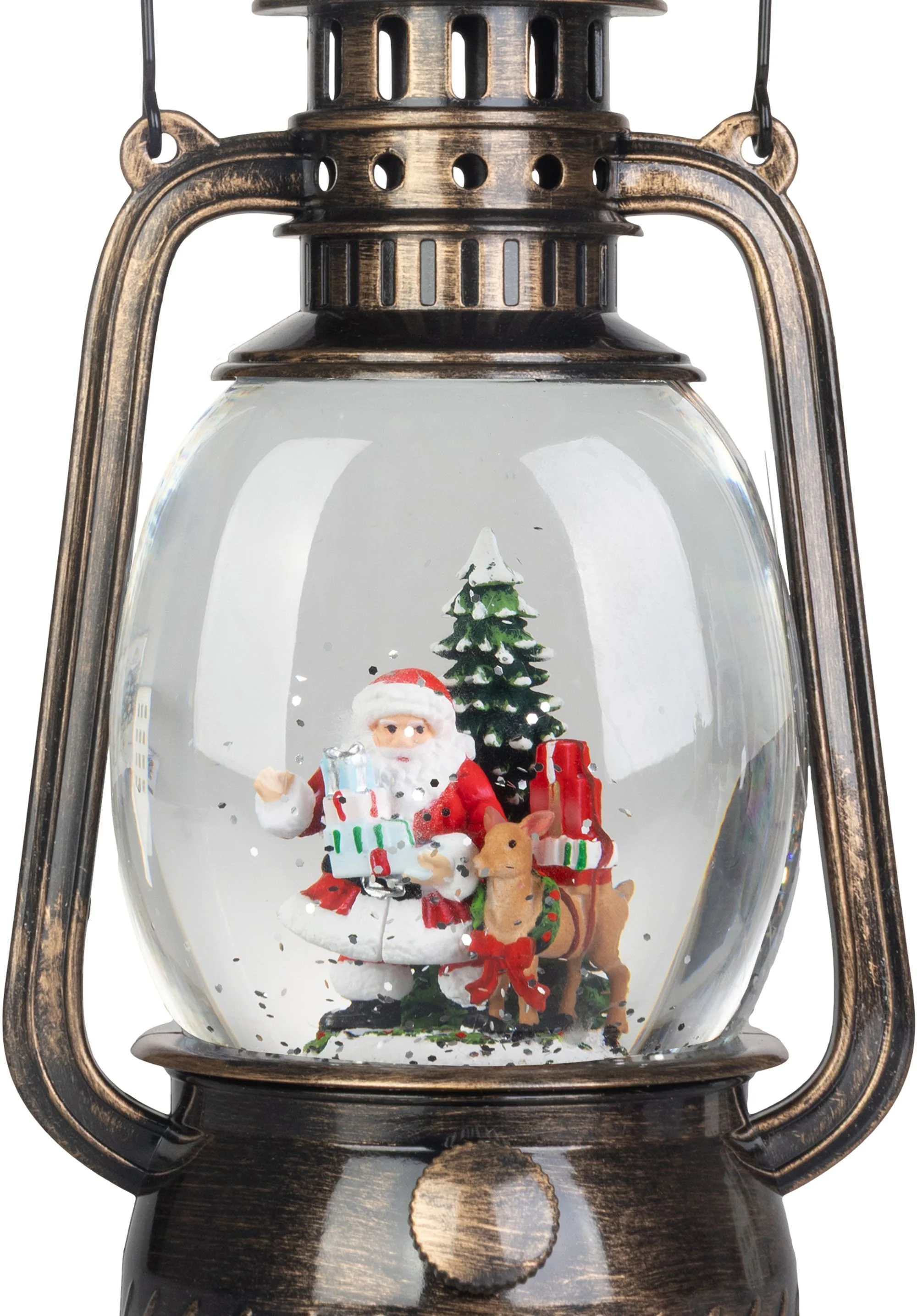 MagicHome vianočný LED lampáš Santa, 1 ks Plast, čierny, 1 LED teplá biela, 12x10x20.5 cm, 3xAA