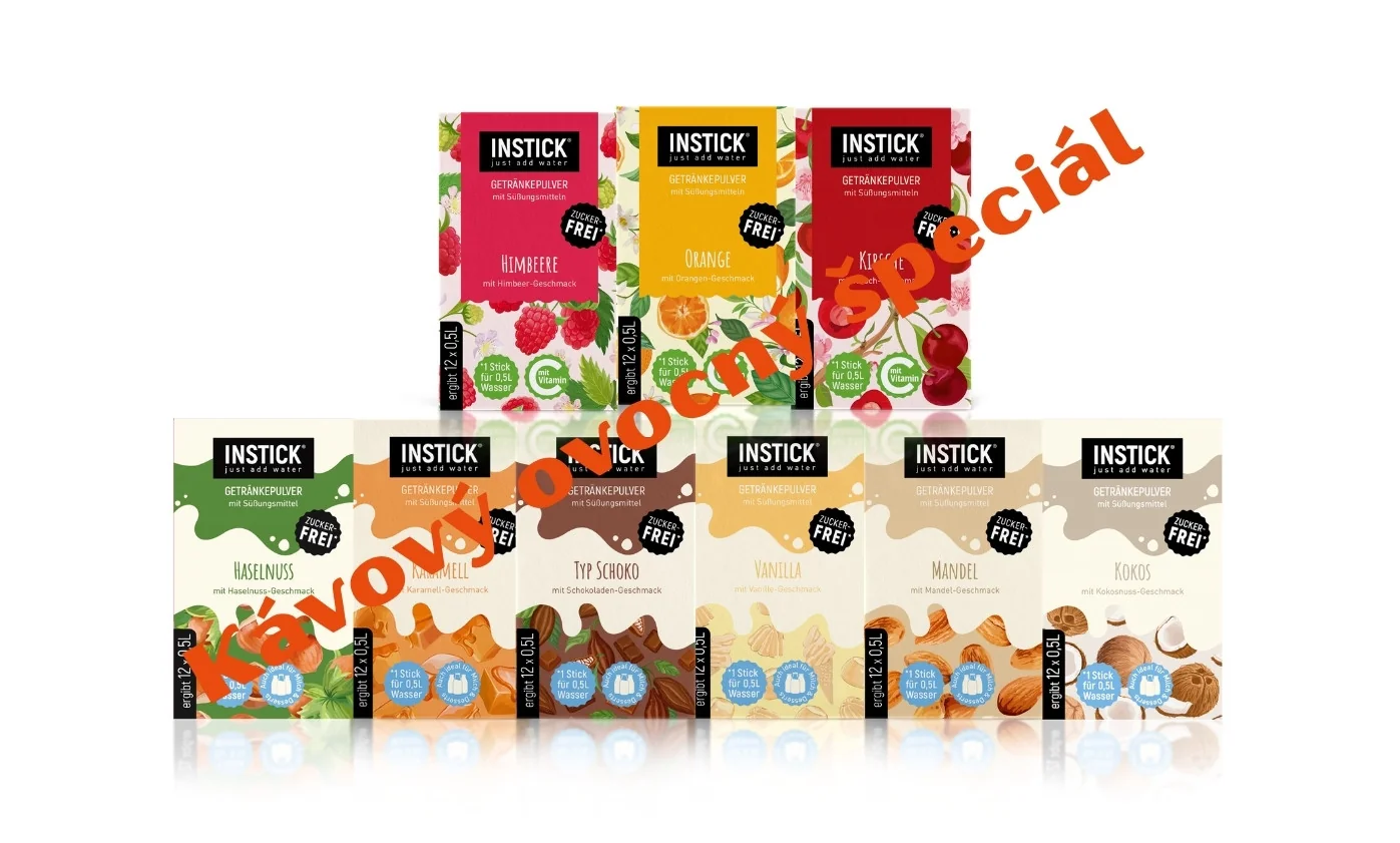 TOP balíček  krémovo-ovocných príchutí do kávy bez cukru 108 stickov na ochutenie 216 šálok kávy bez cukru s vitamínom C