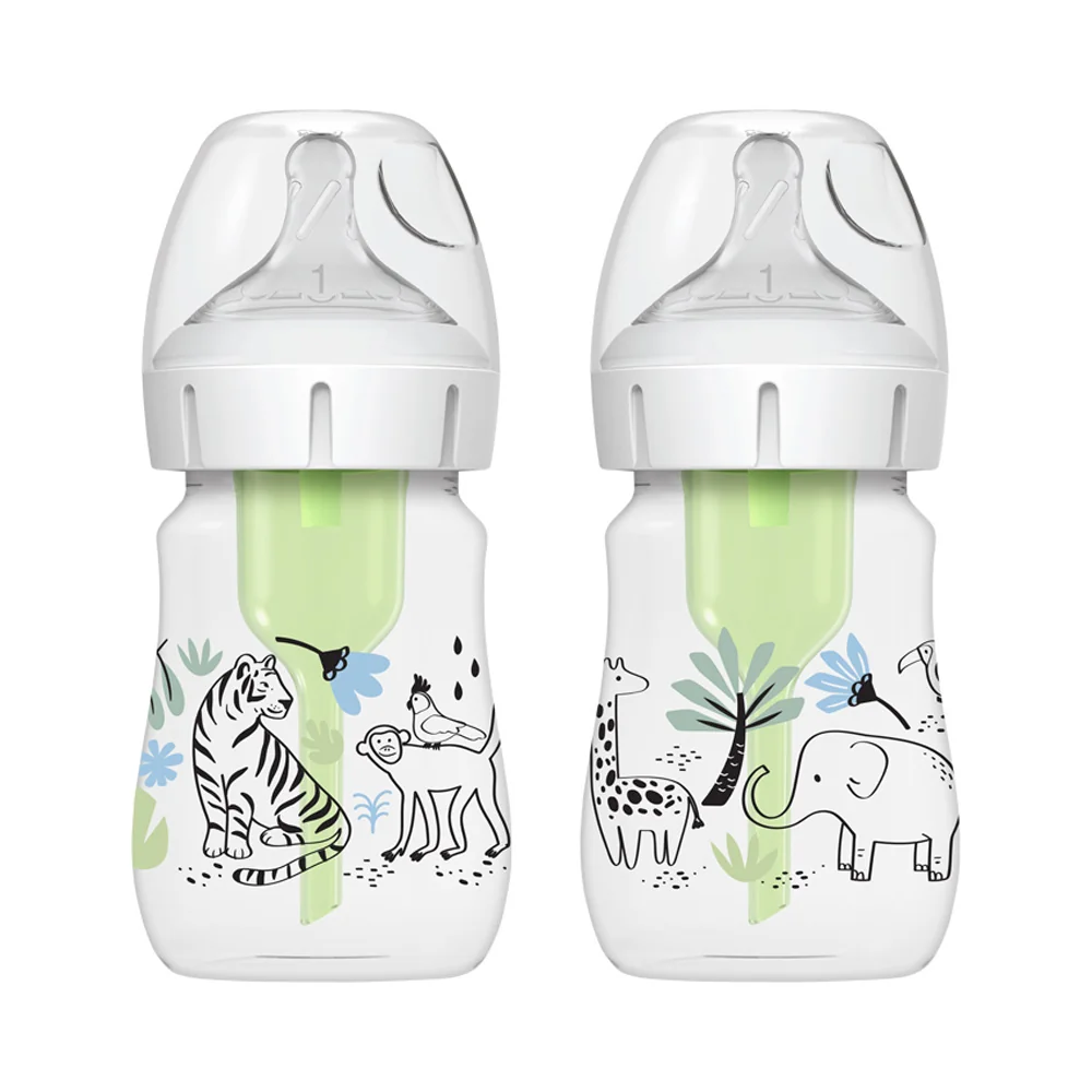 Dojčenská fľaša Džungľa options+ Wide Neck 150 ml Anti-colic – 2 ks (WB52014)