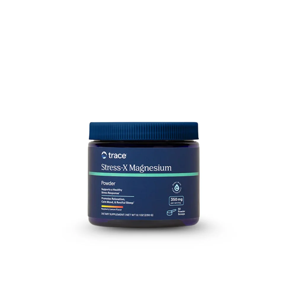 Trace Minerals Horčíkový komplex v prášku + Stopové minerály ConcenTrace® (malina-citrón), 224 g.
