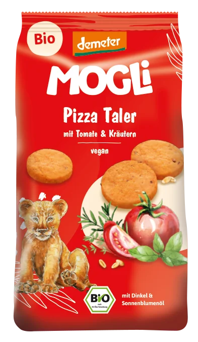 MOGLi bio pizza krekry s paradajkami a bylinkami s certifikáciou Demeter 125 g