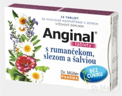 Dr. Müller ANGINAL s rumančekom, slezom a šalviou 1×16 tbl, pri bolesti v hrdle